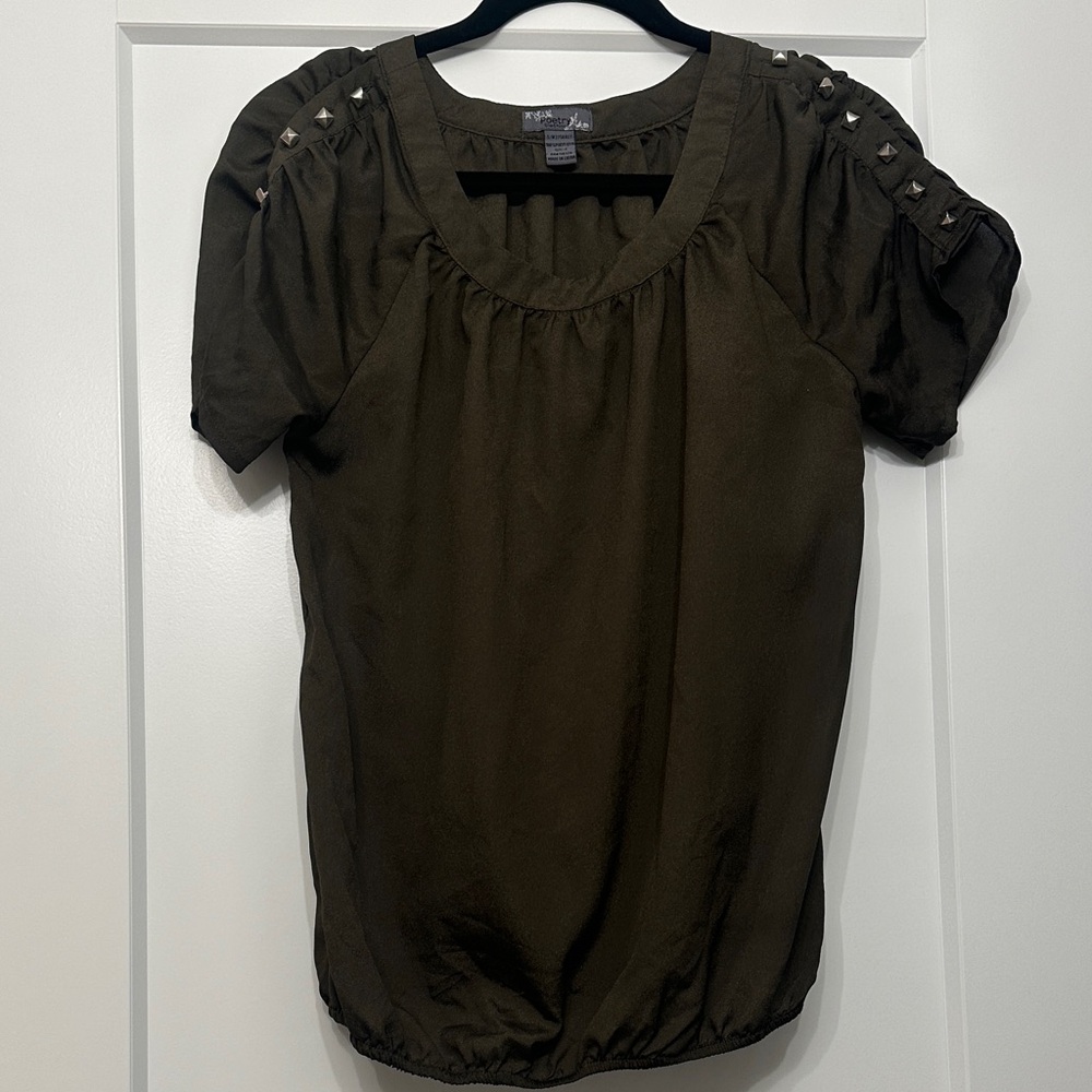 Olive Studded Blouse